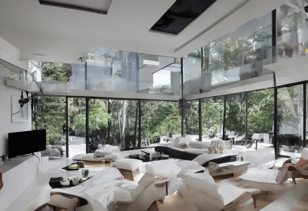 Image similar to a modern interior design, living room, residential design, floor - to - ceiling windows, by gracinha viterbo, trending ，