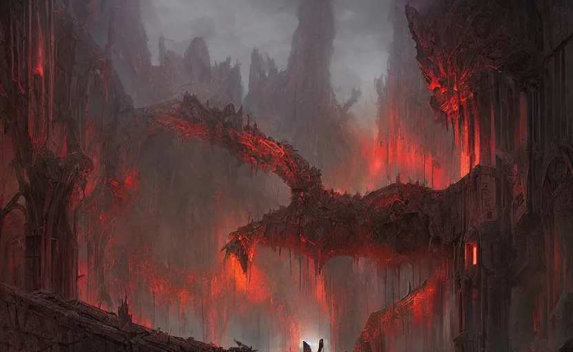 Image similar to a demonic magical ethereal portal!!! to hell. dark matte painting by marc simonetti