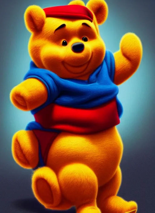 Image similar to xi jinping : : polished evil winnie the pooh : : disney pixar movie still photo : : hi - fructose, sci fi decadent highly - detailed digital painting, golden ratio, octane render, artstation, smooth, sharp focus, scott robertson, artgerm, mucha, loish, wlop : :