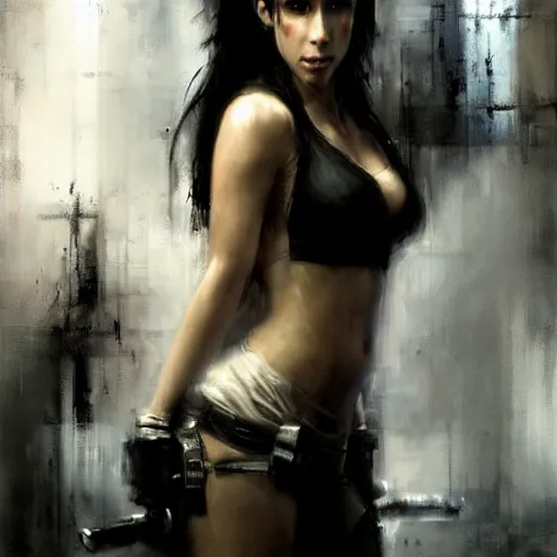 Image similar to jennifer love hewitt as tifa, jeremy mann painting