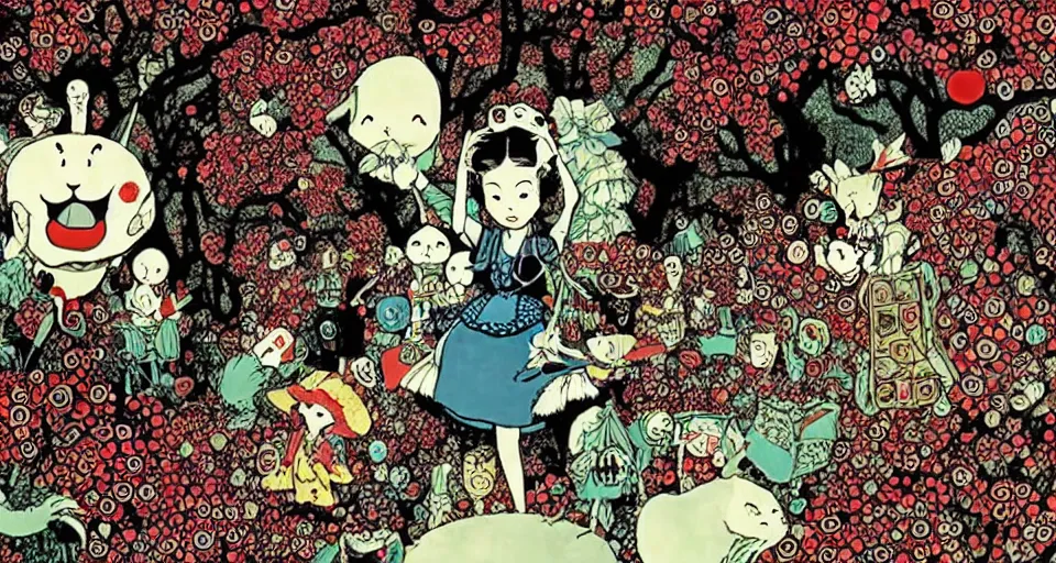 Image similar to alice in wonderland ( 2 0 1 0 ) movie still frame by yuko shimizu, tee party by yuko shimizu and murakami