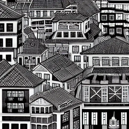 Prompt: a highly detailed, black and white, beautiful city in the style of MC Escher, 4K