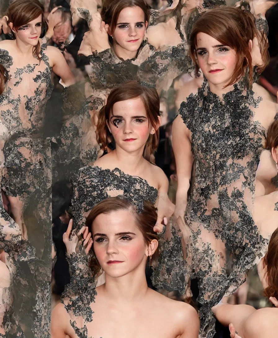 Image similar to Emma Watson transforming into a mare, Animorphs cover, intricate, elegant, highly detailed