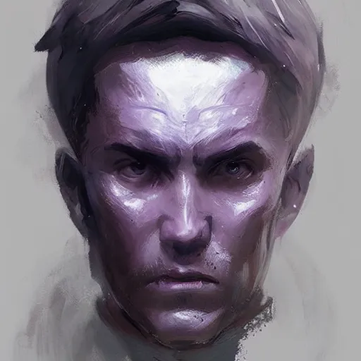 Image similar to concept art of a portrait by greg rutkowski, a soldier of the eternal empire wearing purple and white tactical gear, star wars expanded universe, smooth, sharp focus, artstation hq.