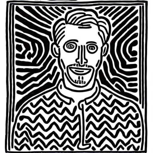 Image similar to keith haring illustration of ryan gosling