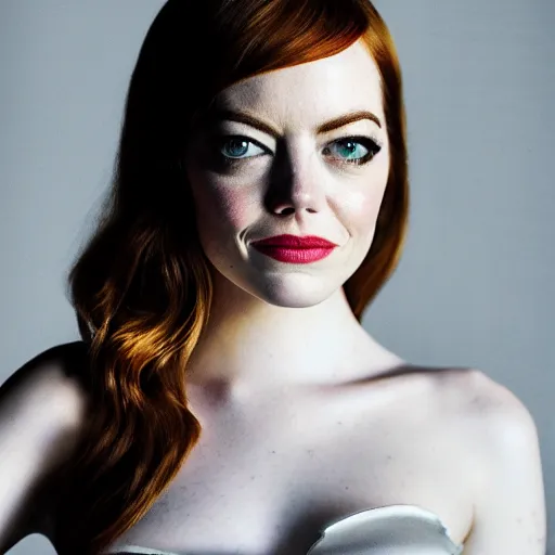 Image similar to Fully-clothed full-body portrait of Emma Stone as catwoman, XF IQ4, 50mm, F1.4, studio lighting, professional, 8K