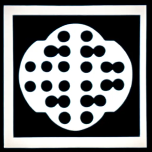 Prompt: minimal cellular symbol by karl gerstner, black and white monochrome, symmetrical