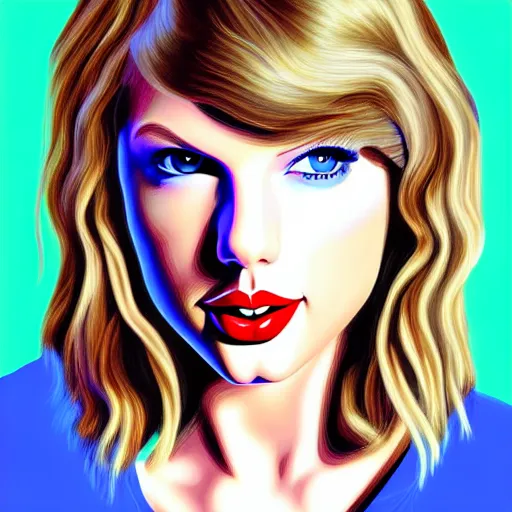 Image similar to portrait of Taylor Swift, highly detailed, centered, solid color background, digital painting