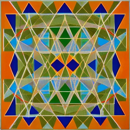 Prompt: a geometric painting by kjarval