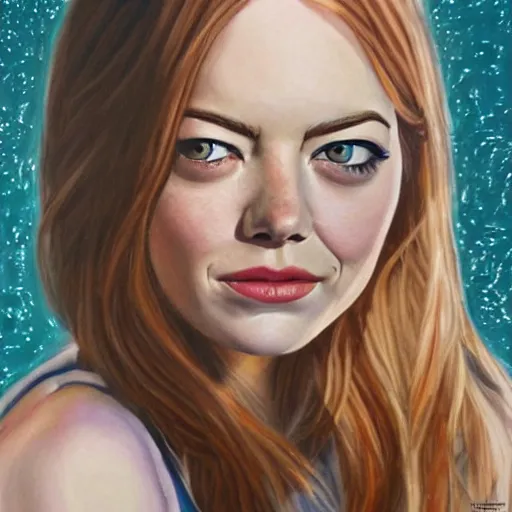 Prompt: realistic detailed face portrait, Emma Stone