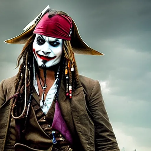 Prompt: Jack Sparrow as The Joker