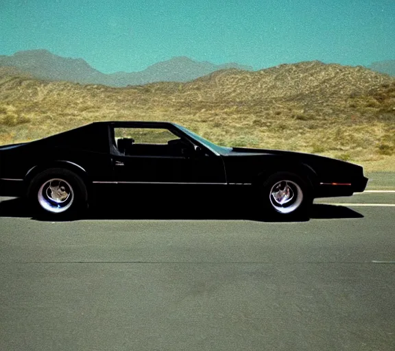 Image similar to a pov shot, color cinema film still of knight rider kitt pontiac, cinematic.