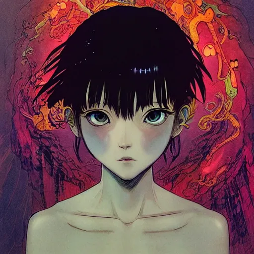 Image similar to prompt : portrait soft light painted by james jean and katsuhiro otomo, magical eyes, inspired by evangeleon anime, smooth face feature, intricate oil painting, high detail illustration, sharp high detail, manga and anime 1 9 9 0