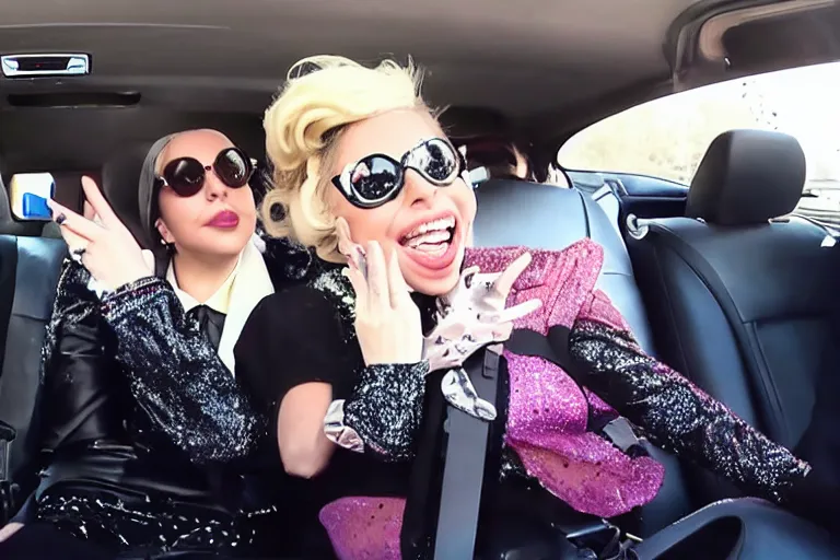 Image similar to lady gaga and judy garland carpool karaoke