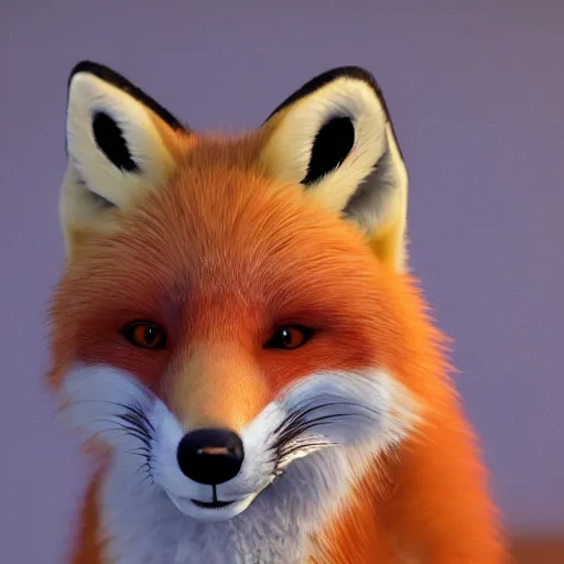 Image similar to portrait of the cutest red fox ever, fluffy, photorealistic, soft lighting, unreal engine