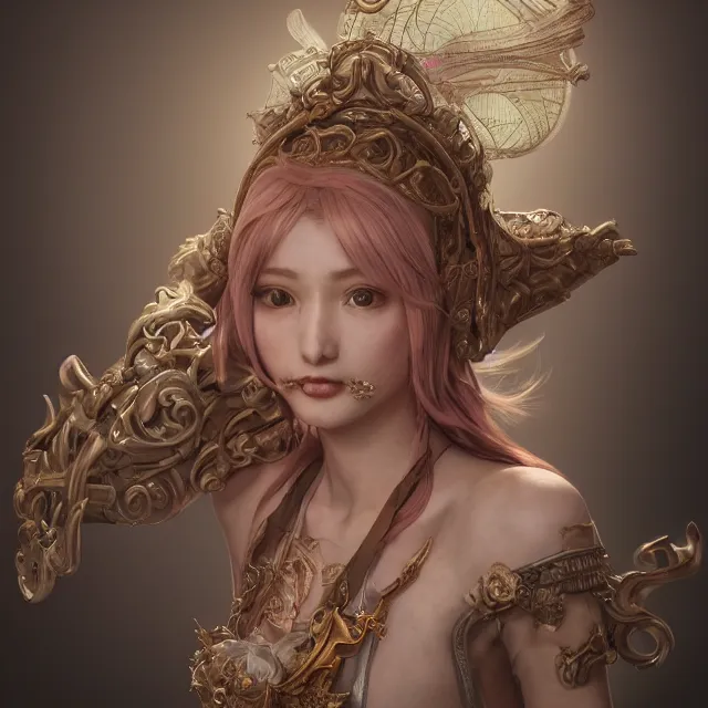 Image similar to studio portrait of neutral good colorful female cleric bard healer as absurdly beautiful, elegant, young sensual gravure idol, ultrafine hyperrealistic detailed face illustration by kim jung gi, irakli nadar, intricate linework, sharp focus, bright colors, matte, octopath traveler, final fantasy, unreal engine highly rendered, global illumination, radiant light, intricate environment