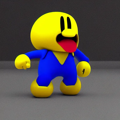 Image similar to Pac-Man from Super Smash Bros Ultimate wearing a suit, octane render, 3d render, trending on artstation, artstation