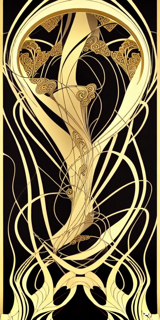 Prompt: the source of future growth dramatic, elaborate emotive Art Nouveau styles to emphasise beauty as a transcendental, seamless pattern, symmetrical, large motifs, hyper realistic, 8k image, 3D, supersharp, Art nouveau 3D curves and swirls, iridescent and black and shiny gold colors , perfect symmetry, iridescent, High Definition, sci-fi, Octane render in Maya and Houdini, light, shadows, reflections, photorealistic, masterpiece, smooth gradients, no blur, sharp focus, photorealistic, insanely detailed and intricate, cinematic lighting, Octane render, epic scene, 8K