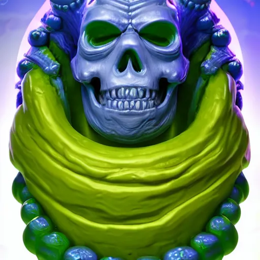 Image similar to slime lord king of the slime universe, skeleton, full body included, wide shot, 1 4 mm lens, f 2. 8, goopy, goop, fluids, soft tissue, subsurface scattering, reflections, ambient occlusion, raytracing, unreal engine 5, pixel art 8 - bit, by beeple