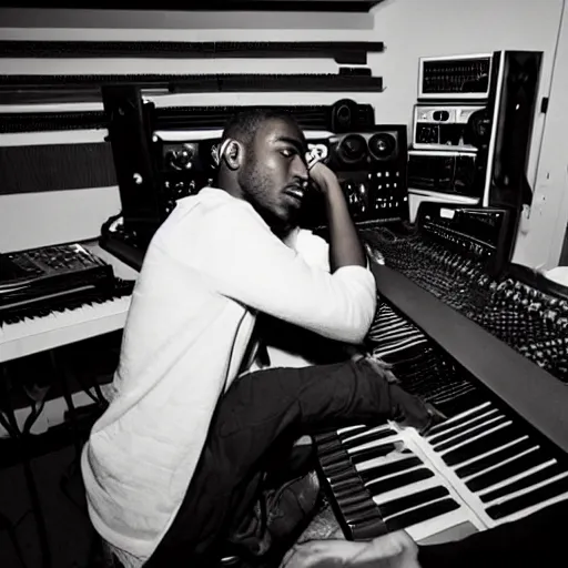 Prompt: frank ocean making music in the studio