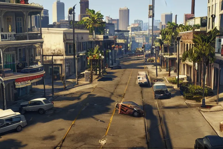 Image similar to Concept Art of Grand Theft Auto 6: New Orleans, for ps5, Highly Detailed, Unreal engine 5, HD, 8k, GTX 3090, 🔥 😎 🕹️ 👀