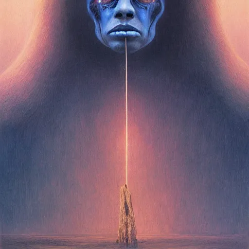 Prompt: sadness and tears, lovecraftian horror, cosmic horror, annihilation, infinite consciousness, art, concept art, beksinski, zdzisław, digital art,