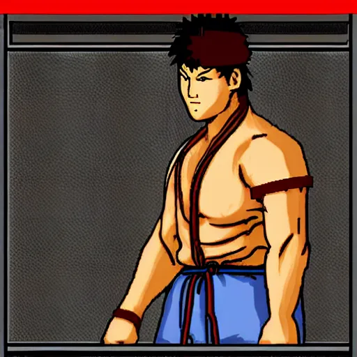 Ryu from Street Fighter playing Video Games,, Stable Diffusion