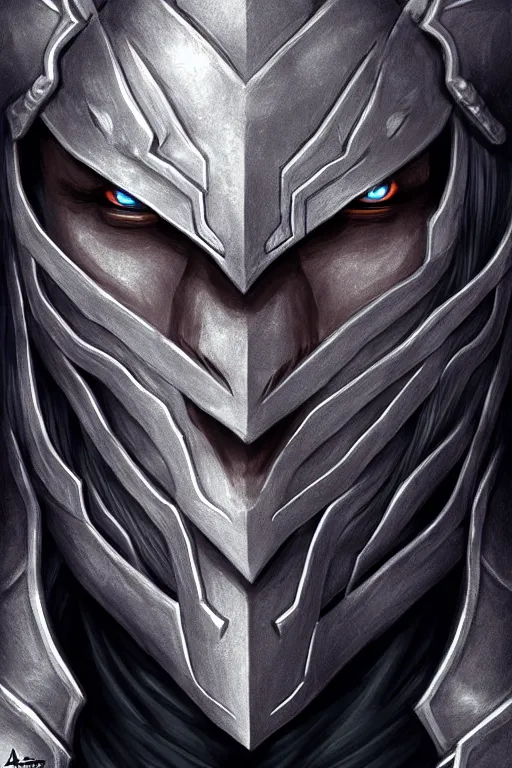 Prompt: head and shoulders portrait of an eldrich knight, drow, dark elf, shadar kai, armored, magical, male, high fantasy, d & d, by alexandre chaudret, face details, extremely detailed, digital illustration