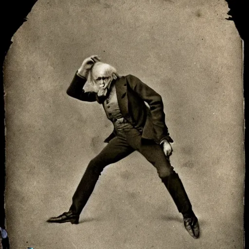 Image similar to Charles Darwin break dancing