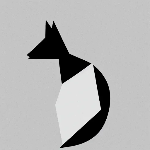 Image similar to geometric cat , black and white, white background