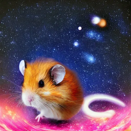 Prompt: the secret of the universe is a hamster, conceptual art, dreamcore