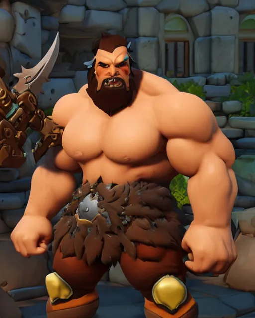 Image similar to hulking barbarian playable hero character in overwatch