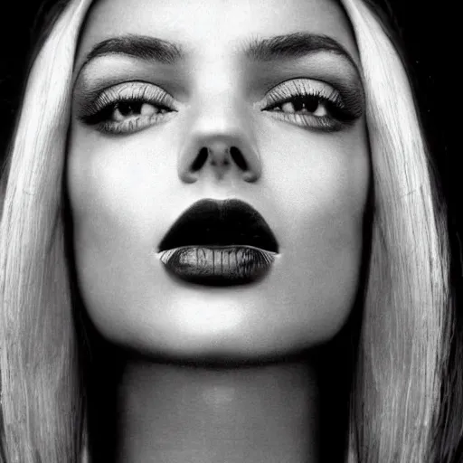 black and white vogue closeup portrait by herb ritts | Stable Diffusion ...
