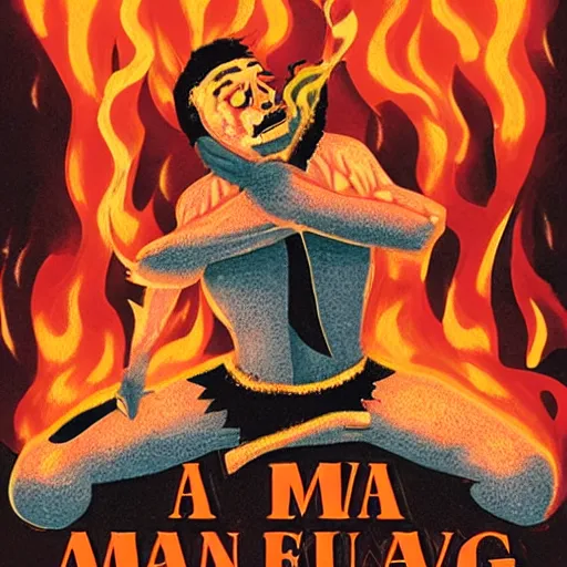 Image similar to a man who is burning alive