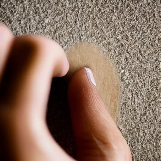 Image similar to 1 3 mm close up photo of a woman wiping away her tears with sandpaper, sharp focus