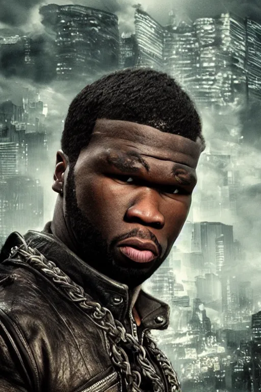 Image similar to highly detailed elden ring portrait photo of a 5 0 cent in a scenic dystopian environment, hyperrealistic illustration by william didier - pouget