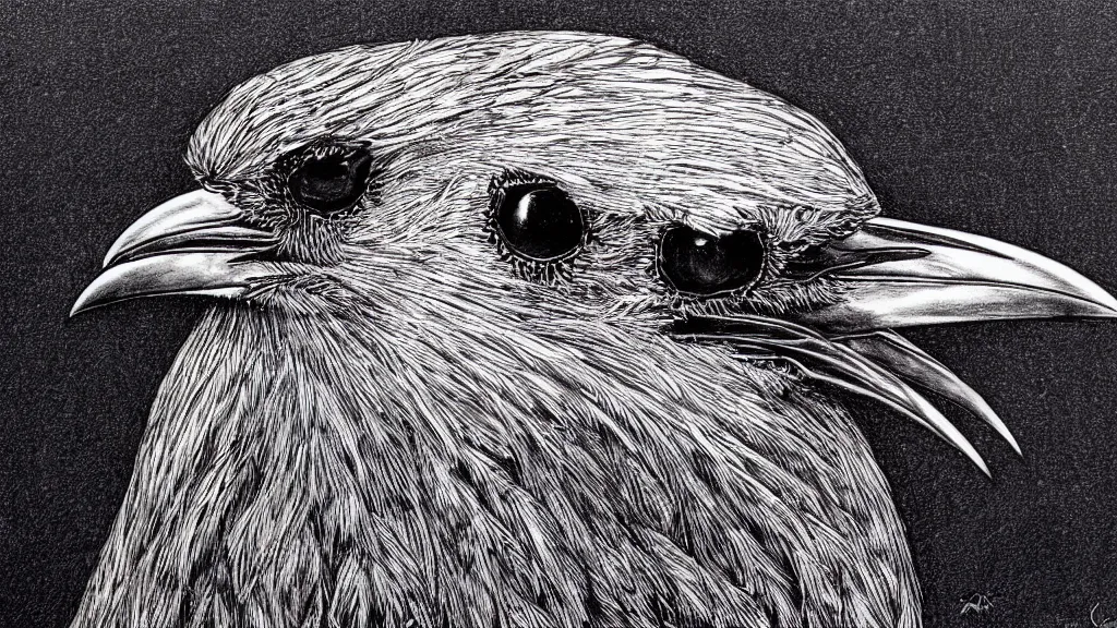 Image similar to highly detailed illustration of a crow by aaron horkey