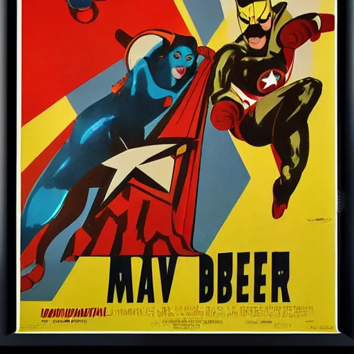 Image similar to vintage art deco movie poster of a marvel movie