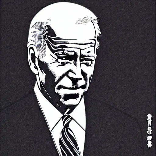 Image similar to Joe Biden looking sinister, by Tsutomu Nihei, highly detailed