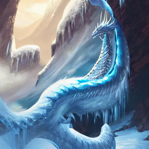 a massive ice dragon resting on a beautiful | Stable Diffusion | OpenArt