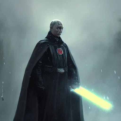 Image similar to Putin as Dark Lord of the Sith by Greg Rutkowski