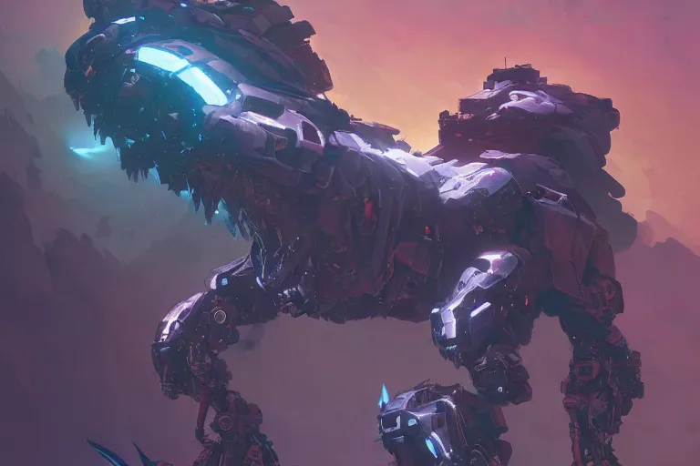 Prompt: ravager machine mecha animal beast robot of horizon forbidden west horizon zero dawn bioluminiscence, behance hd by jesper ejsing, by rhads, makoto shinkai and lois van baarle, ilya kuvshinov, rossdraws global illumination