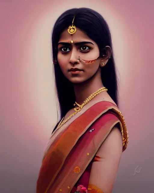 Image similar to a highly realistic, true to life portrait of a young indian woman, sharp focus, by ilya kuvshinov, by wlop, by tom bagshaw, trending on artstation, cinematic lighting, hyper realism, octane render, 8 k, hyper detailed.