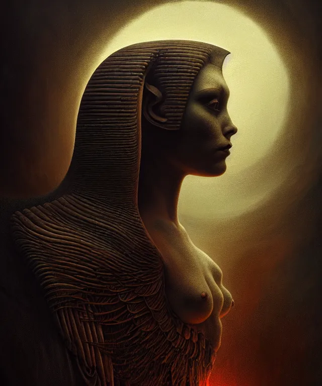 Image similar to epic professional digital art the riddle of the sphinx, horrific yet beautiful vibe, evocative, atmospheric lighting, painted, intricate, highly detailed, by leesha hannigan, wayne haag, reyna rochin, ignacio fernandez rios, mark ryden, iris van herpen, artstation, cgsociety, stunning, gorgeous, sharp focus, cinematic, masterpiece