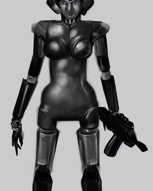 Image similar to sci fi humanoid catgirl with horns instead of ears holding a laser rifle, futuristic, photorealistic concept art