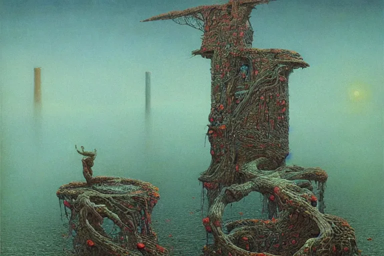 Image similar to insanely detailed art, colorfully, zdzislaw beksinski