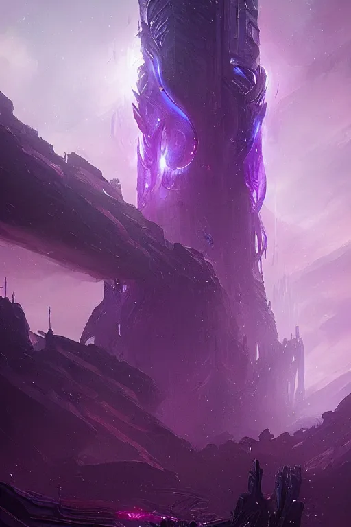 Prompt: Eldritch Organic Tower of The Void, Purple and Blue colored, 4k, masterpiece, cinematic, glowing, cosmic, galactic, tentacles, eldritch, by Greg Rutkowski, Trending on Artstation