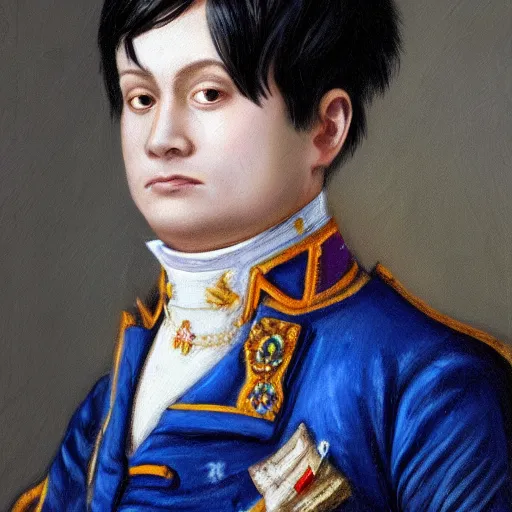 Image similar to Portrait of BeasttrollMC as Napoleon Bonaparte, asian race, blue hair