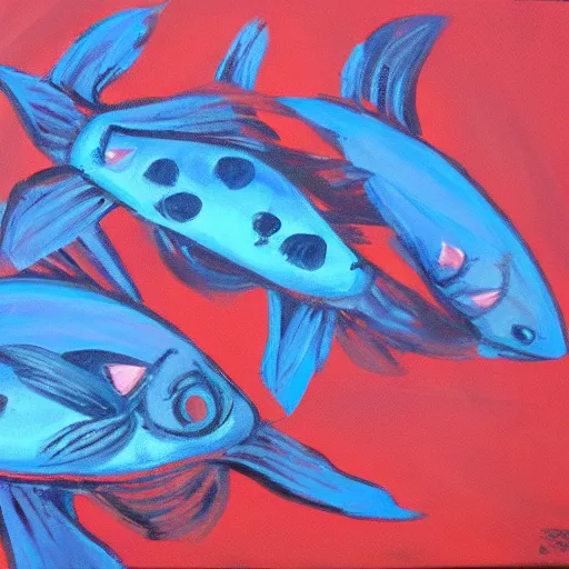 Prompt: fishes, acrylic painting