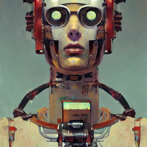 Image similar to portrait of a robot by greg rutkowski in the style of egon schiele